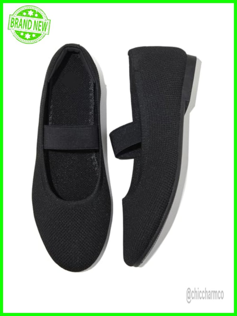 Women's Mary Jane Ballet Flats Slip On Knit Mesh Shoes